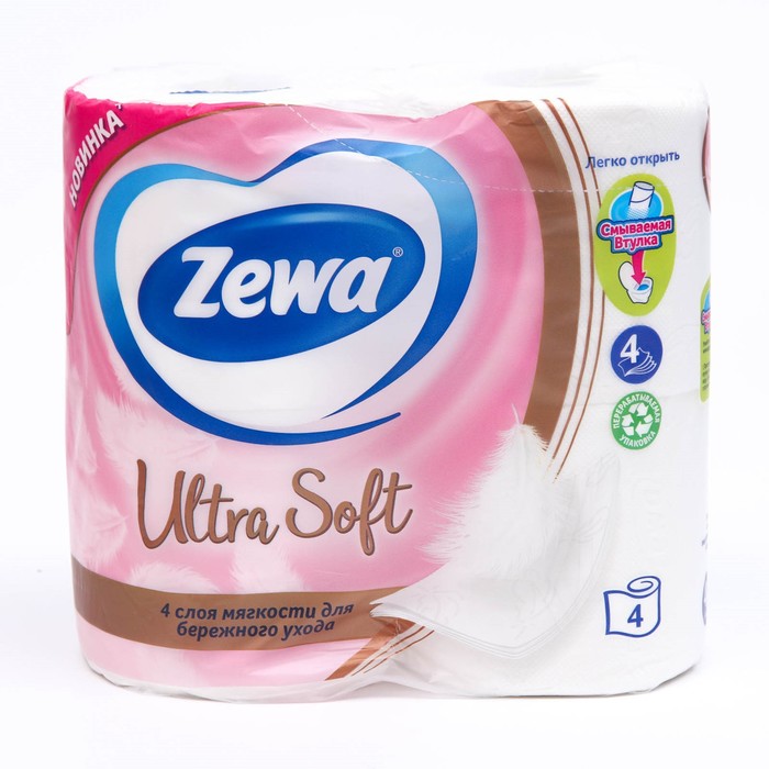 

Туалетная бумага Zewa Ultra Soft, 4 слоя, 4 рулона