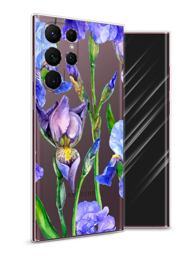 

Чехол Awog на Samsung Galaxy S22 Ultra / Самсунг S22 Ultra "Синие ирисы", Фиолетовый;голубой;зеленый, 2104050-8