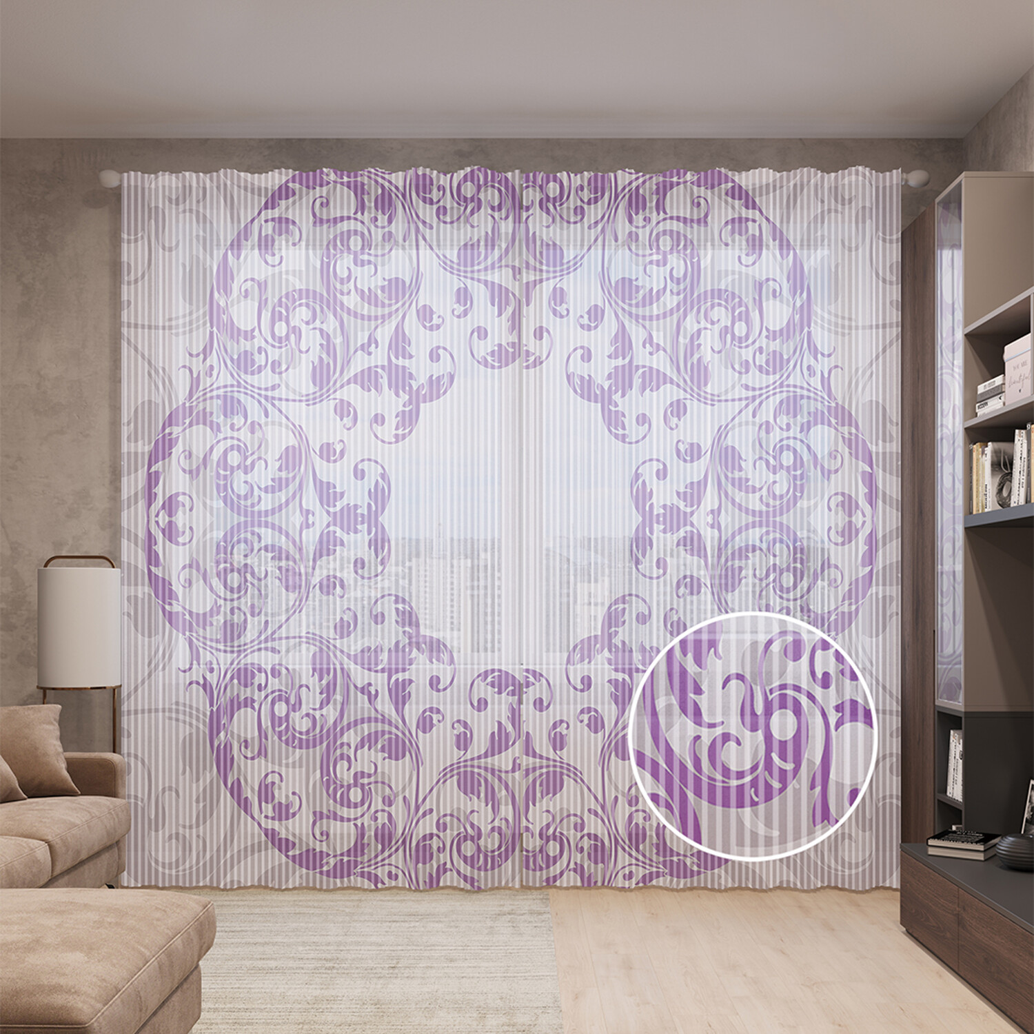 

Тюль вуаль JoyArty "Флористический орнаментальный круг", 310х265 см, Флористический орнаментальный круг