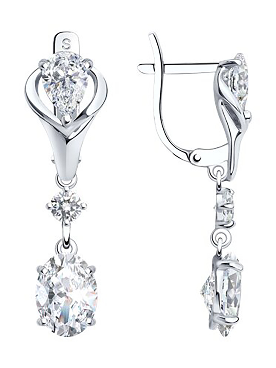 

Серьги подвески из серебра 585Gold 702008895, фианит, 702008895