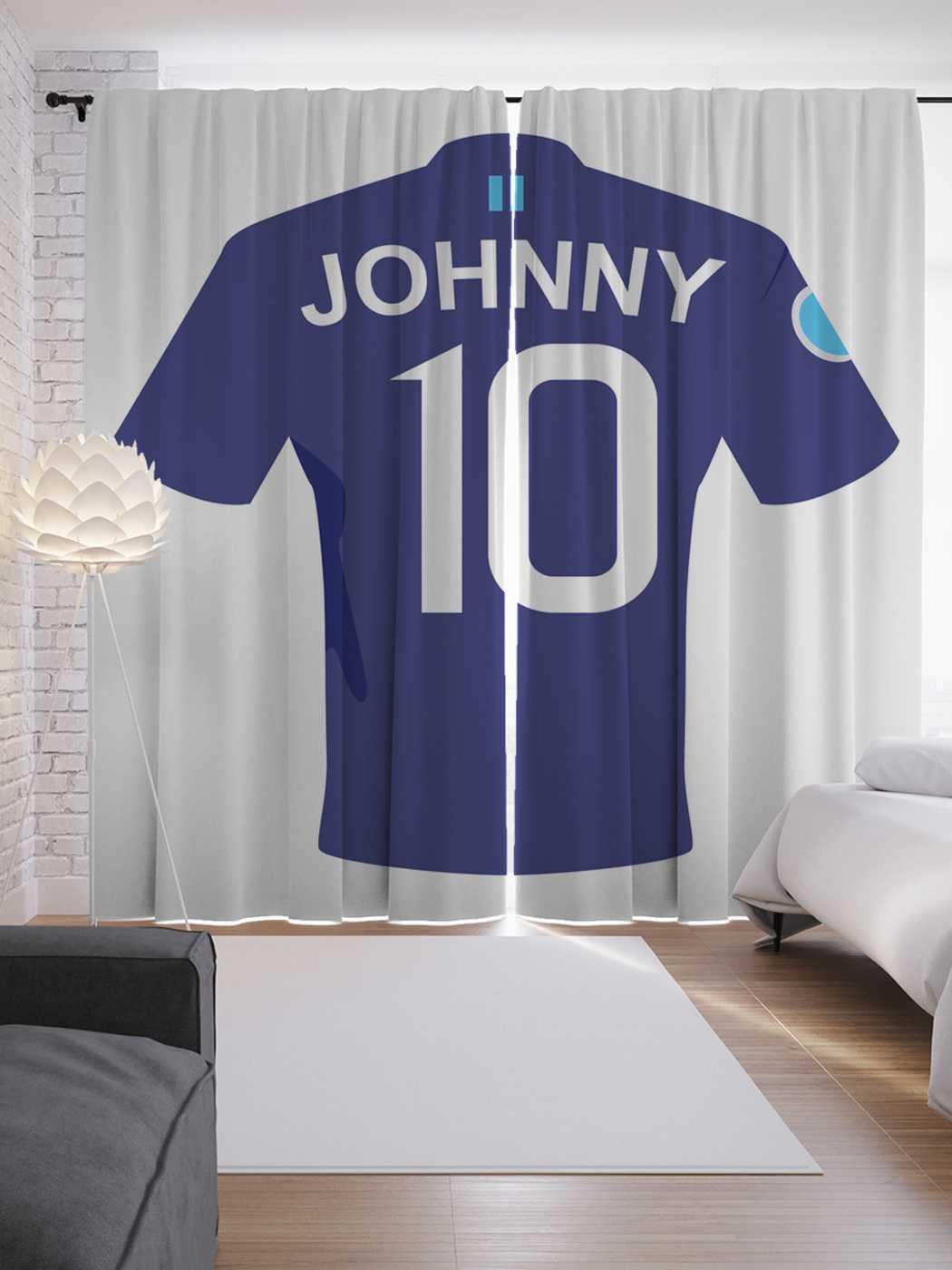 фото Шторы joyarty с фотопечатью "футболка джонни 10" из сатена, 290х265 см
