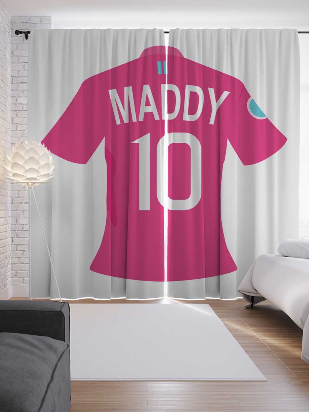 фото Шторы joyarty с фотопечатью "футболка мадди 10" из сатена, 290х265 см
