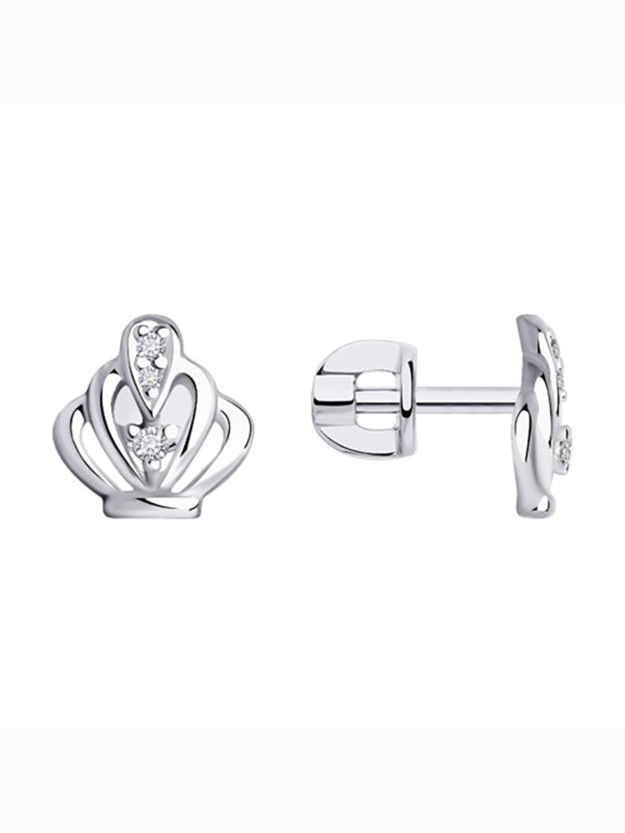 

Серьги пусеты из серебра 585Gold 702008906, фианит, 702008906