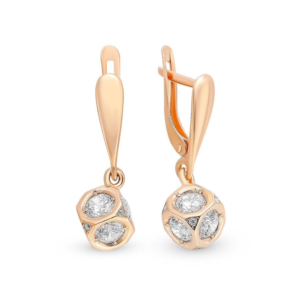 

Серьги подвески из серебра 585Gold 702008990, фианит, 702008990