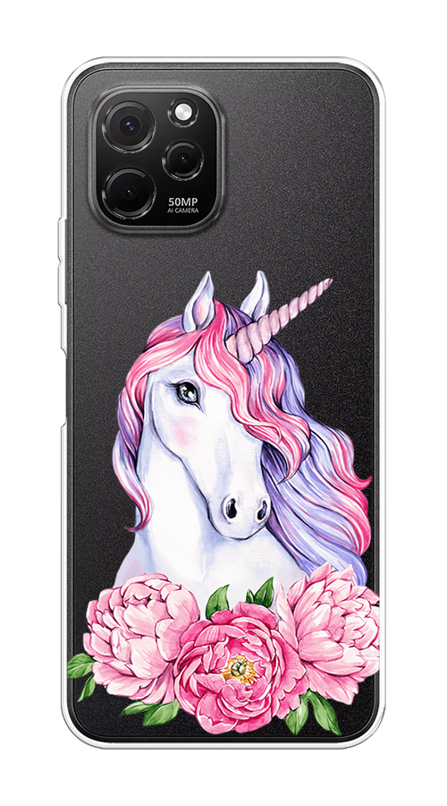 

Чехол на HuaweI Nova Y61 "Единорог с пионами", Розовый;белый;зеленый, 6120050-1