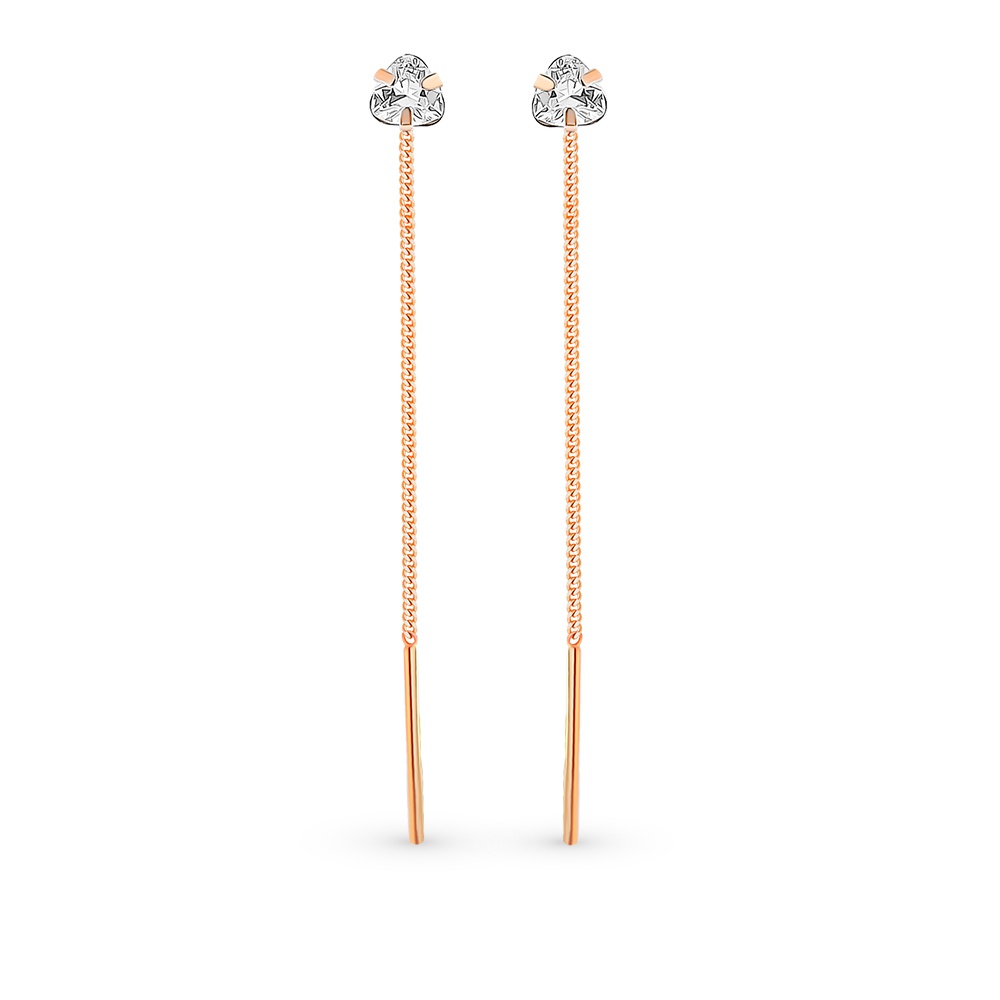 

Серьги продевки из серебра 585Gold 702008981, фианит, 702008981