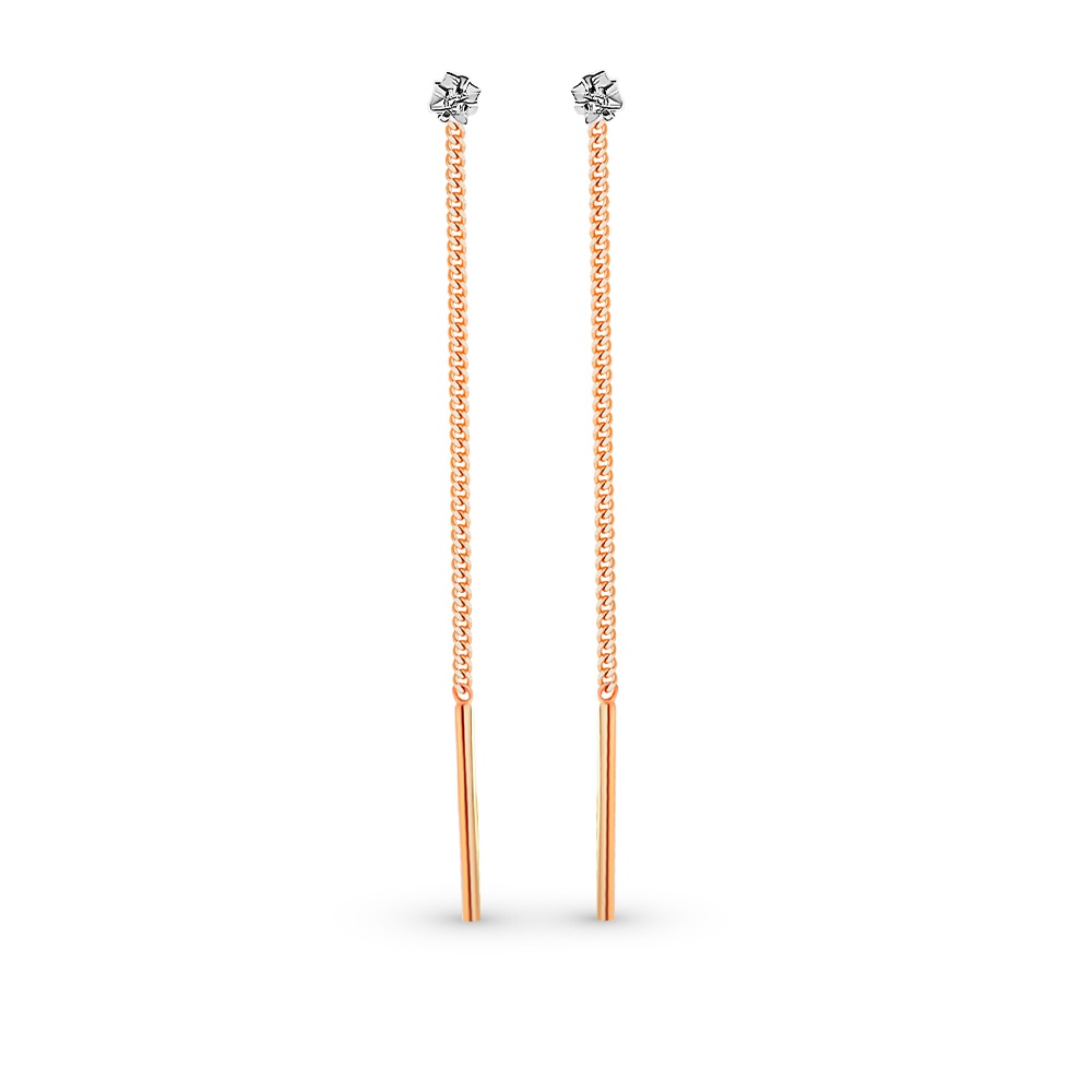 

Серьги продевки из серебра 585Gold 702008982, фианит, 702008982