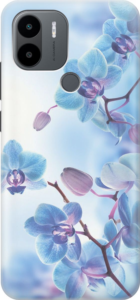 

Силиконовый чехол на Xiaomi Redmi A1+ с принтом "Голубые орхидеи", Голубой;серый, 158129
