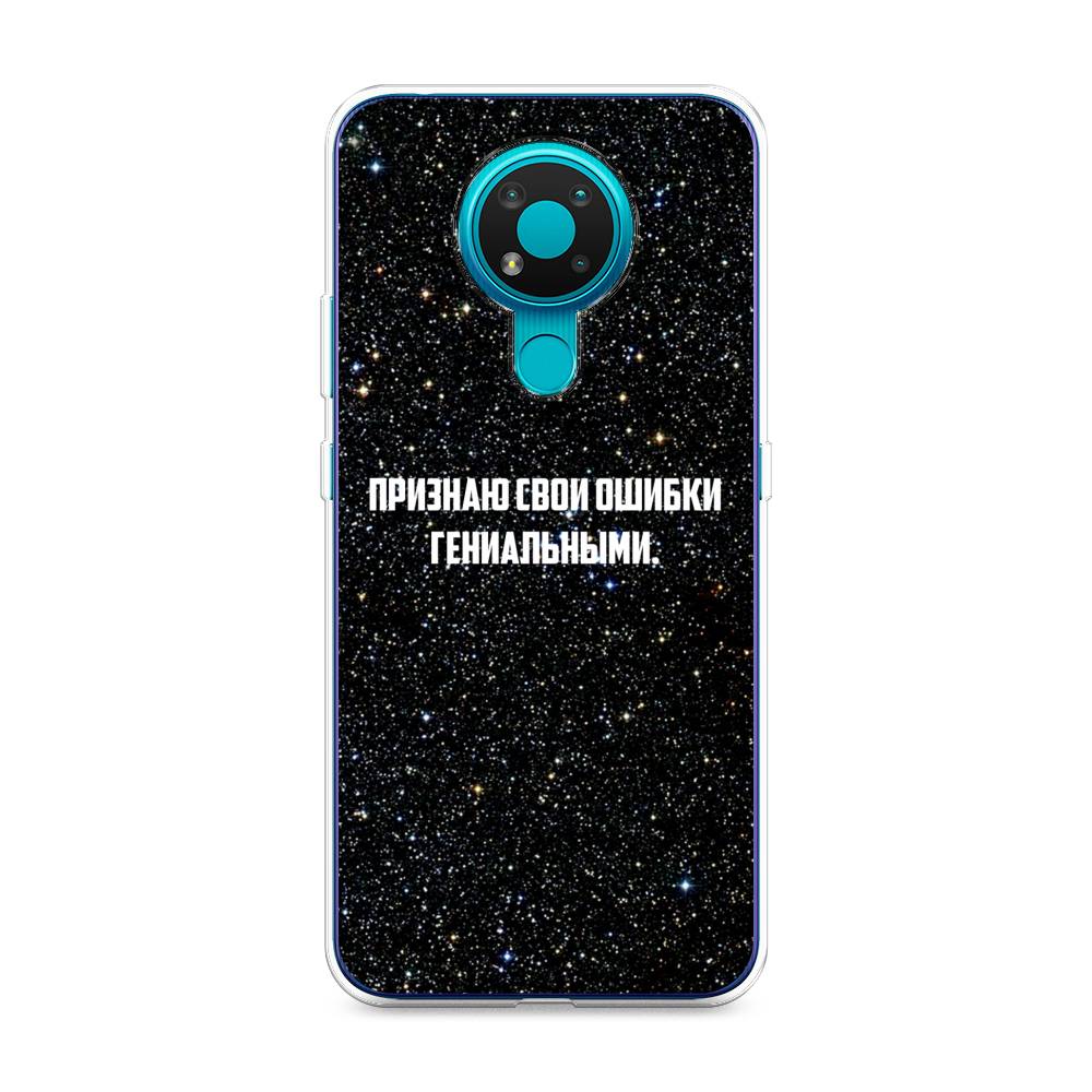 

Чехол на Nokia 3.4 "Признаю свои ошибки гениальными", Черный;белый, 123750-6