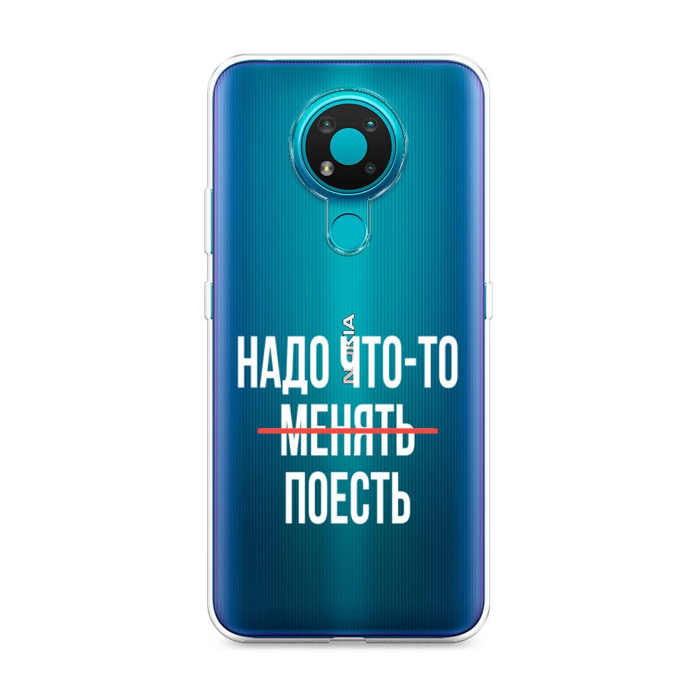 

Чехол на Nokia 3.4 "Надо что-то поесть", Белый;красный, 123750-6