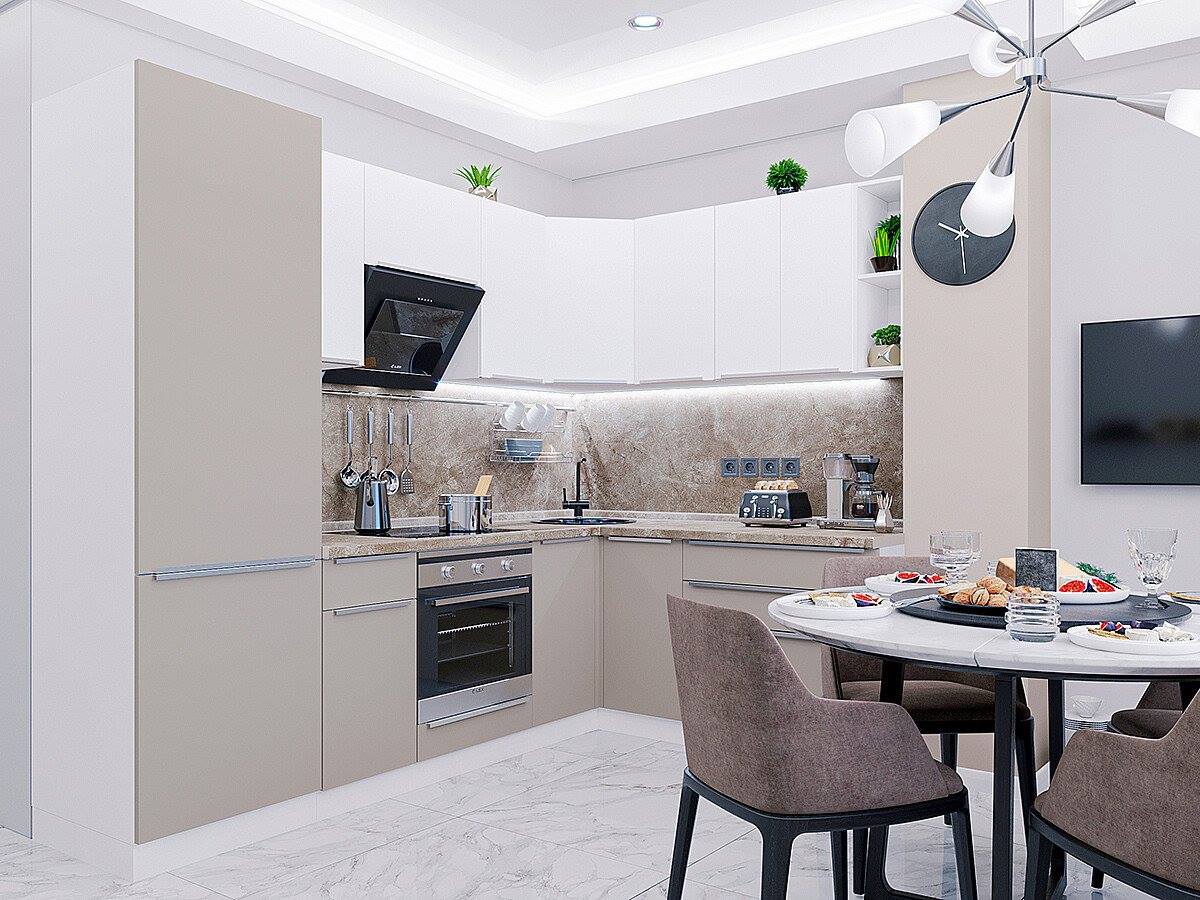 

Vivat Кухня Фьюжн-04 Silky Grey/Silky White/Белый 2140*2500/1790*600