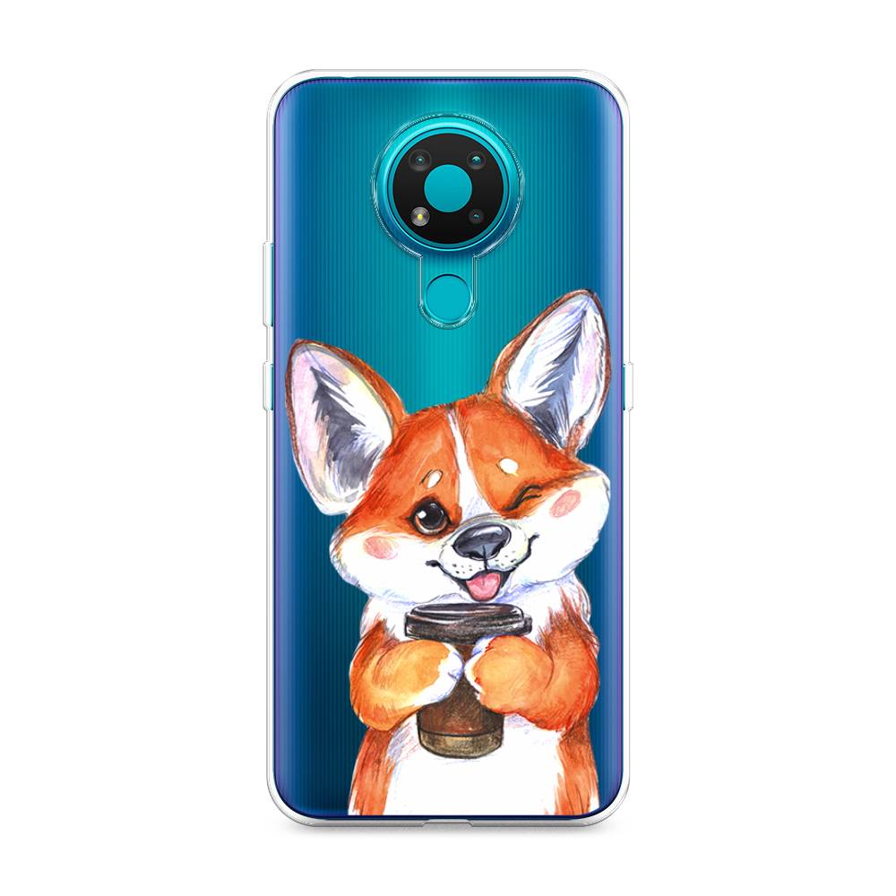 

Чехол на Nokia 3.4 "Корги с кофе", Оранжевый;белый, 123750-4
