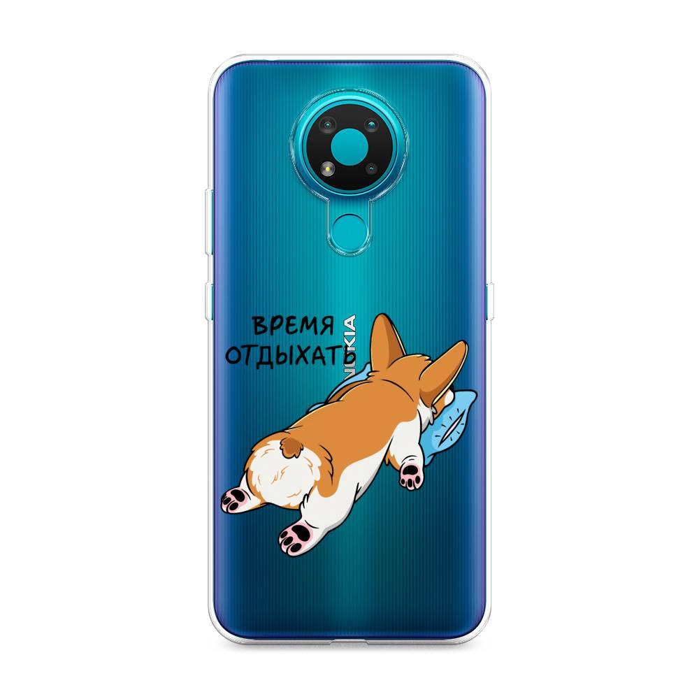 

Чехол на Nokia 3.4 "Корги отдыхает", Черный;коричневый;голубой, 123750-1