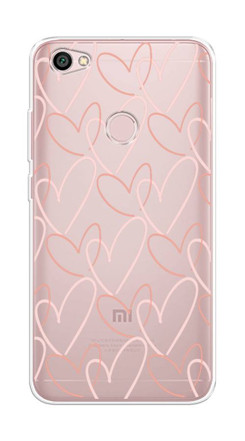 

Чехол на Xiaomi Redmi Note 5A Prime "Узор из сердечек", Розовый;бежевый, 32950-6