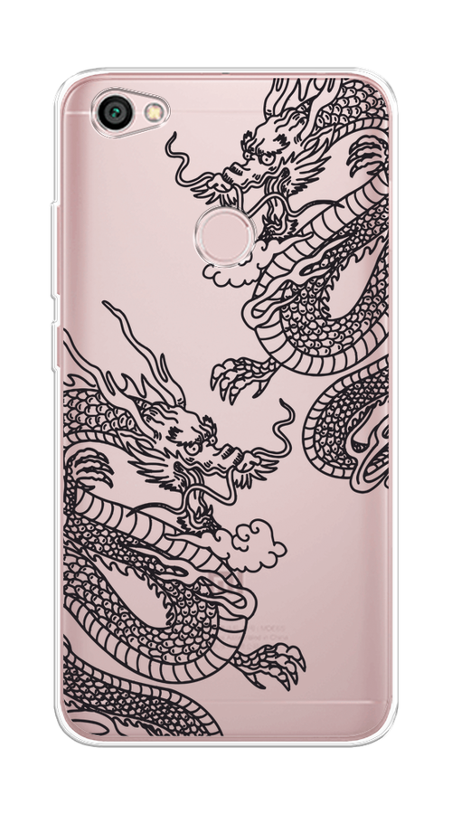 

Чехол на Xiaomi Redmi Note 5A Prime "Два китайских дракона", Серый;черный, 32950-1