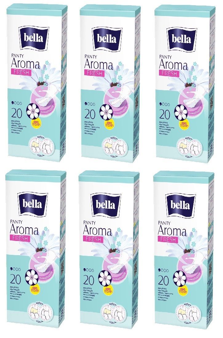 

Прокладки Bella ежедневные Panty Aroma Fresh 20штук 6 упаковок, Белый