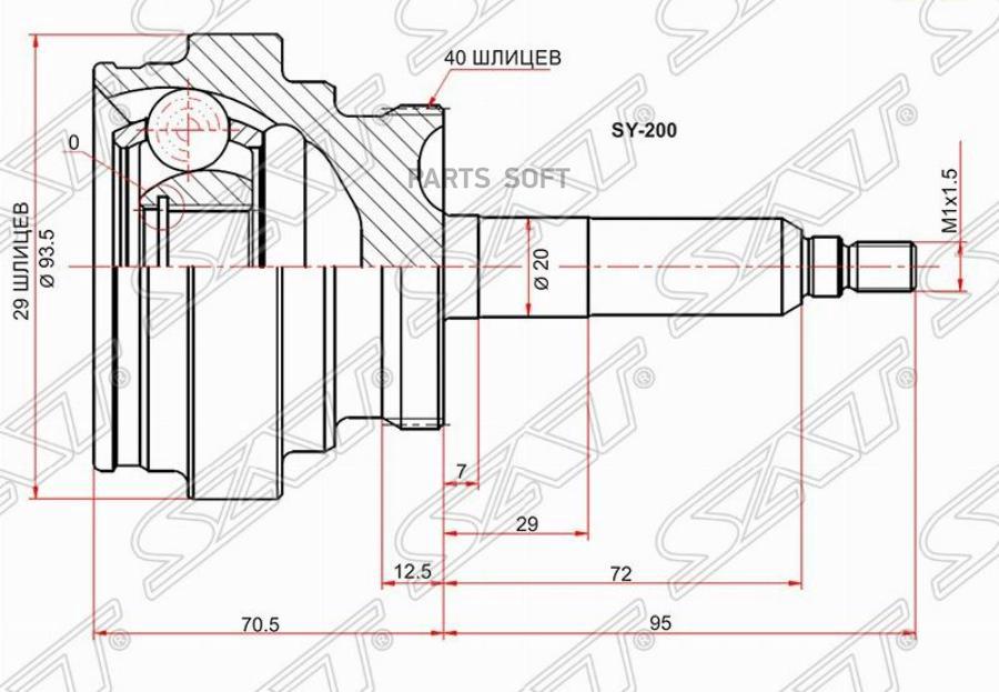 

Шрус Наружный Ssang Yong Actyon Sport 06-09 Sat арт. SY-200