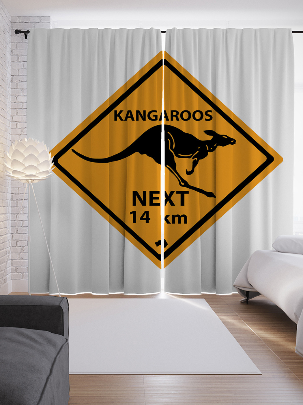 

Шторы JoyArty с фотопечатью "Указатель Кенгуру 14 км" из сатена, 290х265 см, Указатель Кенгуру 14 км