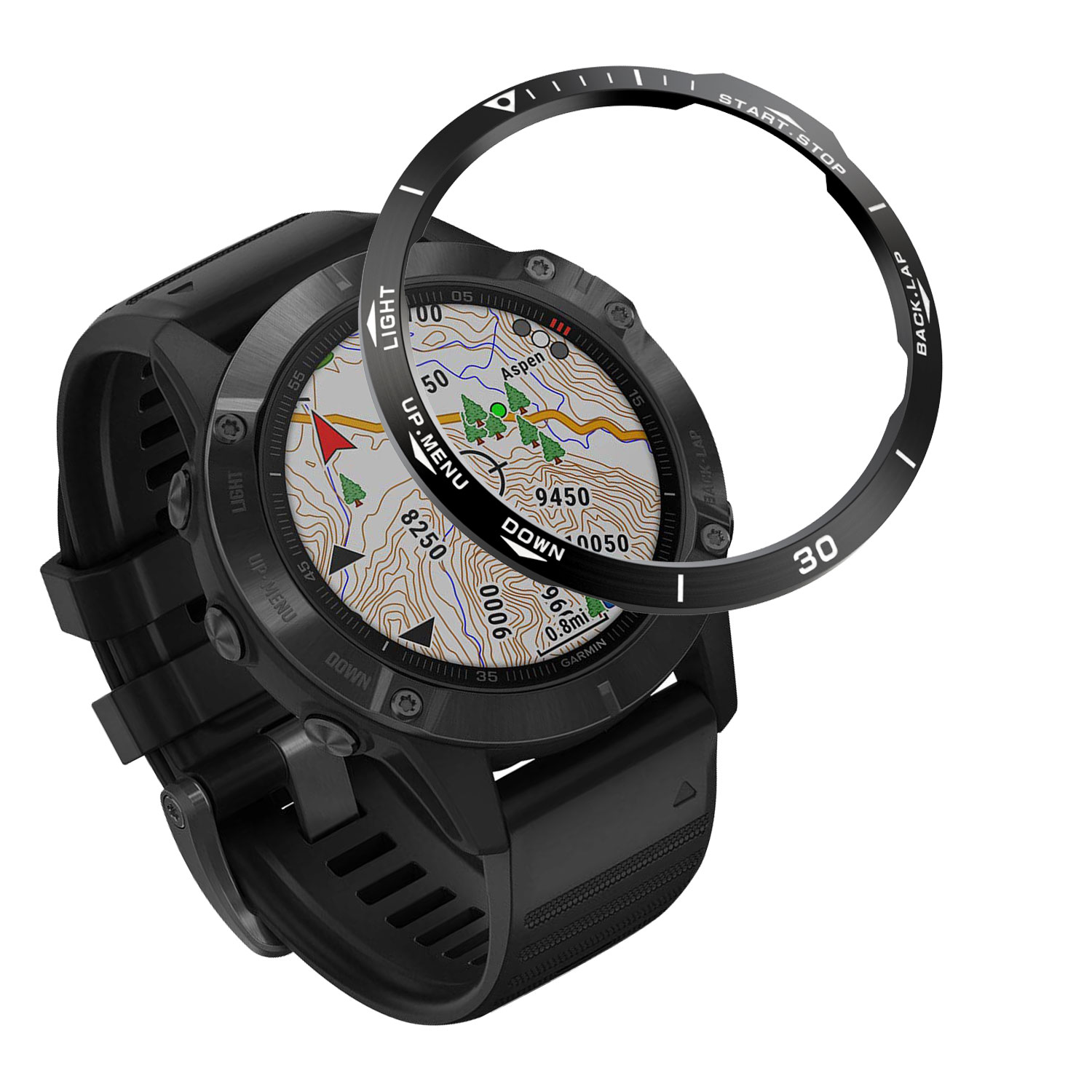 Кольцо безель из нержавеющей стали (стиль A) для Garmin Fenix 6X/6X Pro - черное