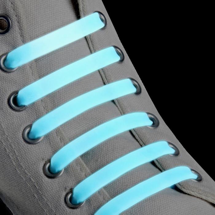 Шнурки для обуви ONLITOP плоские силиконовые, 13 мм, 9 см, голубой светящийся, 6 шт.