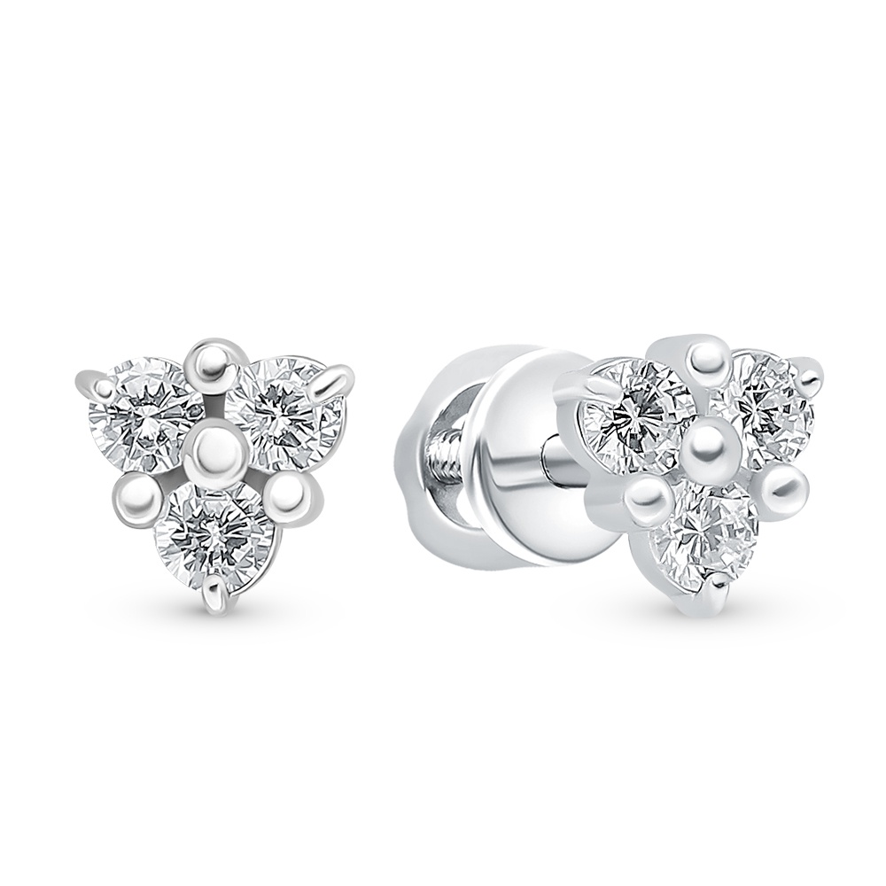 

Серьги пусеты из серебра 585Gold 702009396, фианит, 702009396