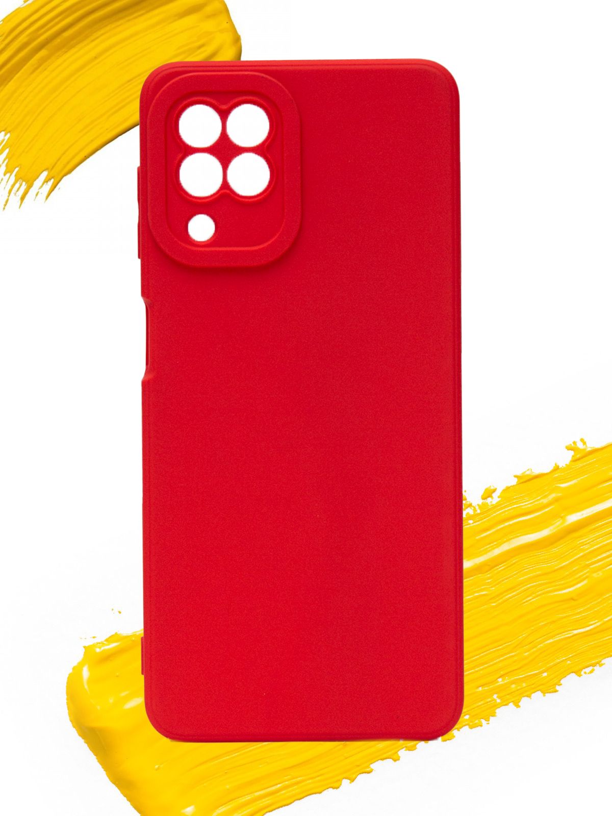 

Чехол для Samsung Galaxy A12 с защитой камеры, насыщенный красный, Silicone case