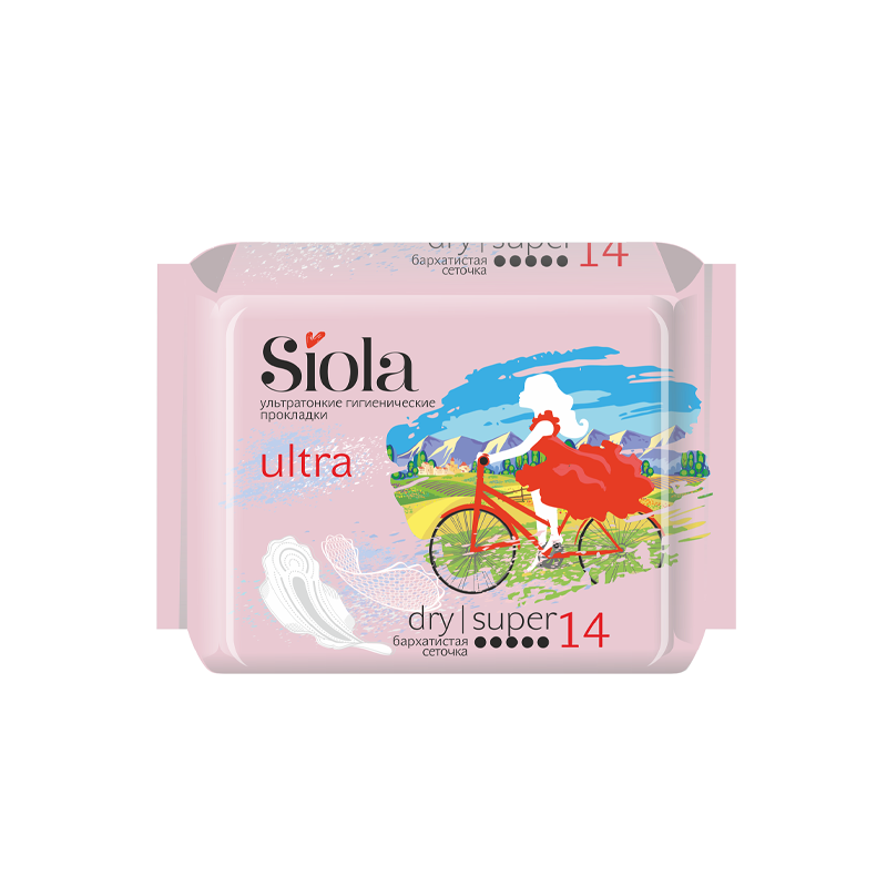 Гигиенические прокладки Siola Ultra Dry Super 5 капель 14 шт