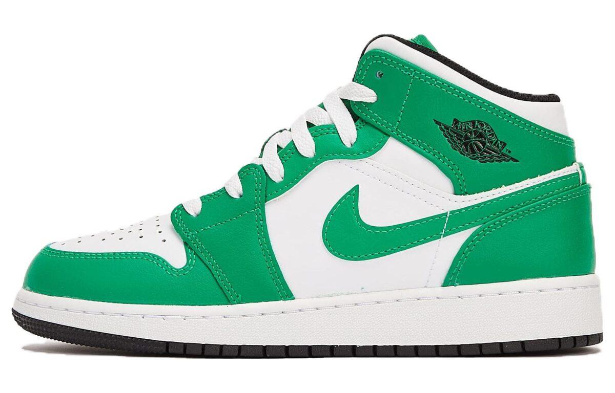 

Кеды унисекс Jordan Air Jordan 1 Mid Lucky Green GS зеленые 36.5 EU, Зеленый, Air Jordan 1 Mid Lucky Green GS