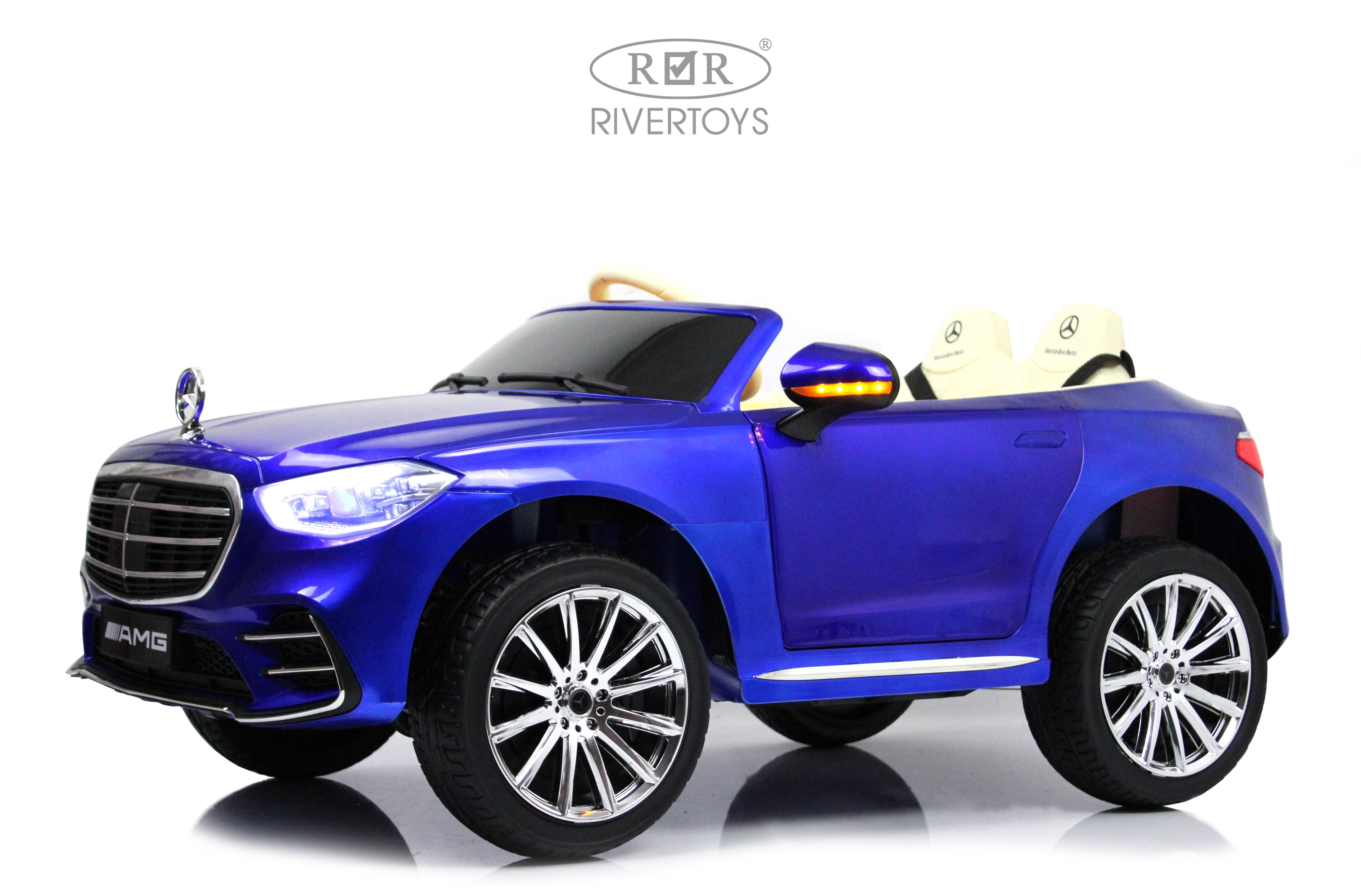 RiverToys Детский электромобиль М333БХ синий глянец