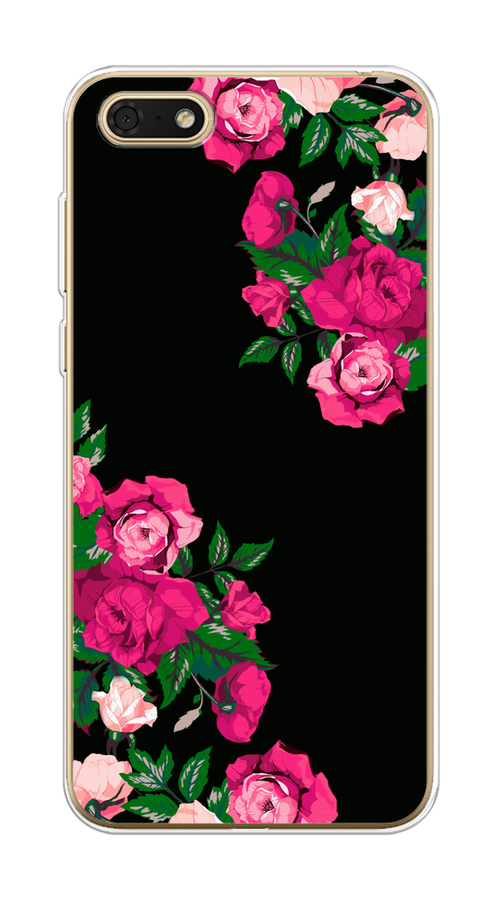 

Чехол на Honor 7A/7A Prime/Y5 Prime 2018/Y5 2018 "Розы фуксия", Черный;розовый;зеленый, 6105850-1