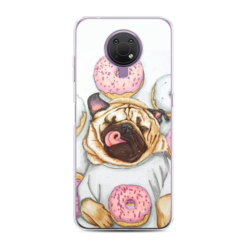 

Чехол на Nokia G20"Счастливый мопс", Розовый;бежевый;коричневый, 124050-1