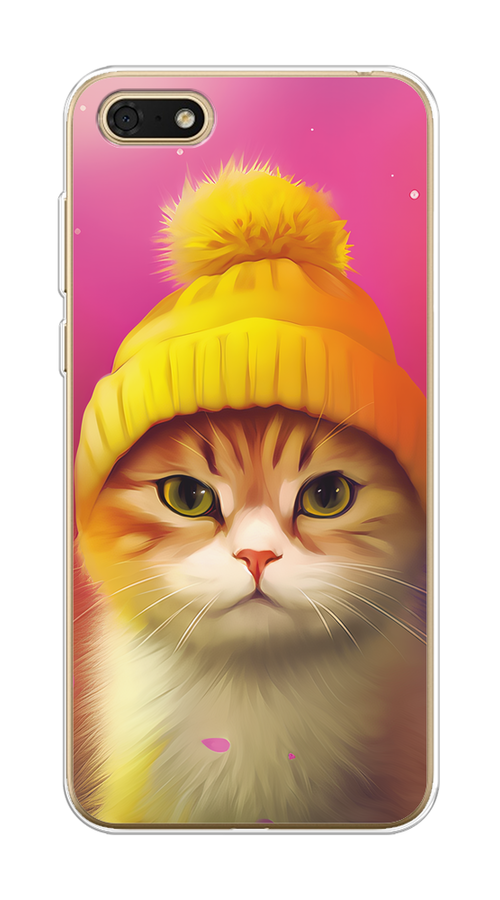 

Чехол на Honor 7A/7A Prime/Y5 Prime 2018/Y5 2018 "Котик в шапочке", Розовый;желтый;бежевый, 6105850-1