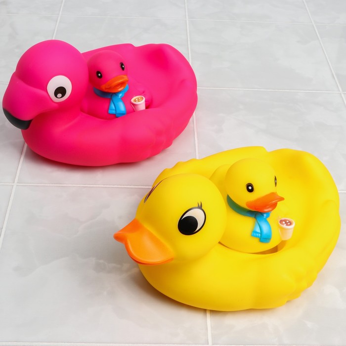 фото Набор игрушек для игры в ванне «фламинго/ уточка»: мыльница + игрушка 1 шт, виды микс крошка я