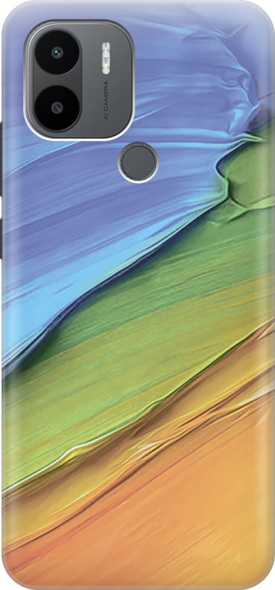 

Силиконовый чехол на Xiaomi Redmi A1+ с принтом "Желто-синие ткани", Голубой;оранжевый, 158134