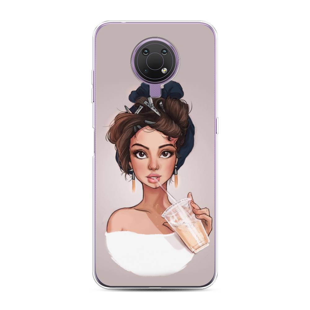 

Чехол на Nokia G20"Девушка с фраппе", Серый, 124050-6
