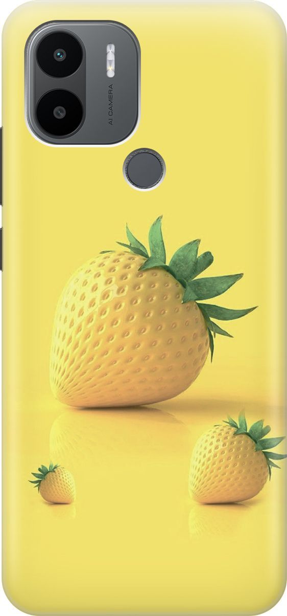 

Силиконовый чехол на Xiaomi Redmi A1+ с принтом "Желтая клубника", Черный, 158133
