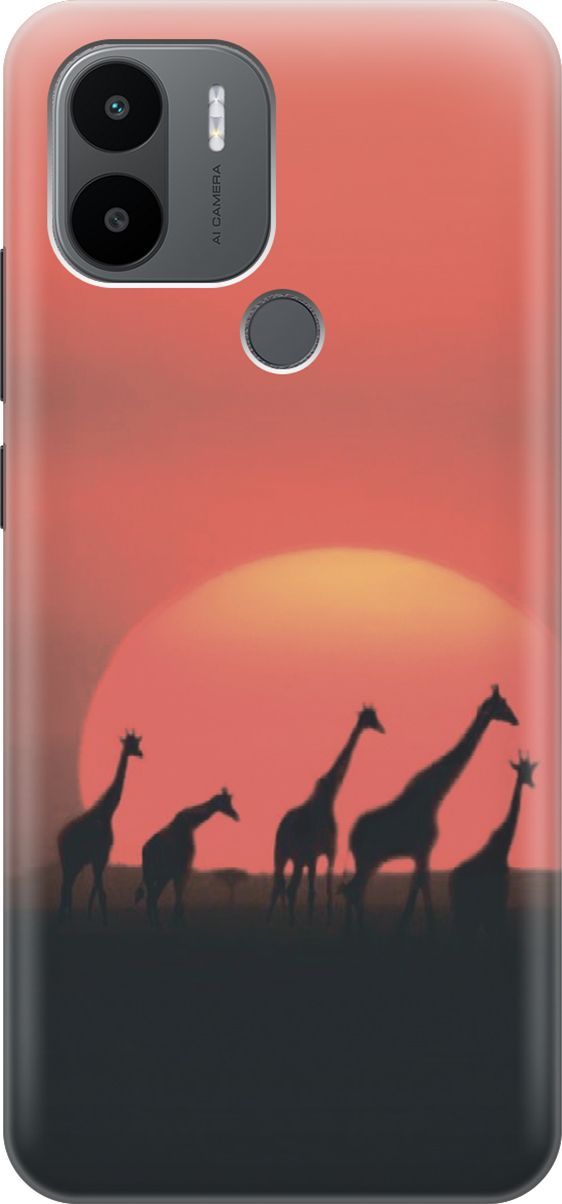

Силиконовый чехол на Xiaomi Redmi A1+ с принтом "Жирафы", Красный, 158127