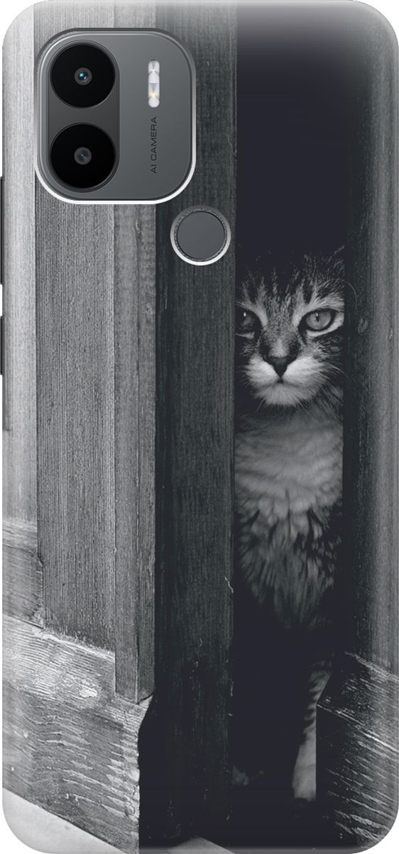 

Силиконовый чехол на Xiaomi Redmi A1+ с принтом "Выглядывающий кот", Белый;серый, 158127