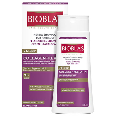 фото Шампунь bioblas для придания объема collagen + keratin 360 мл