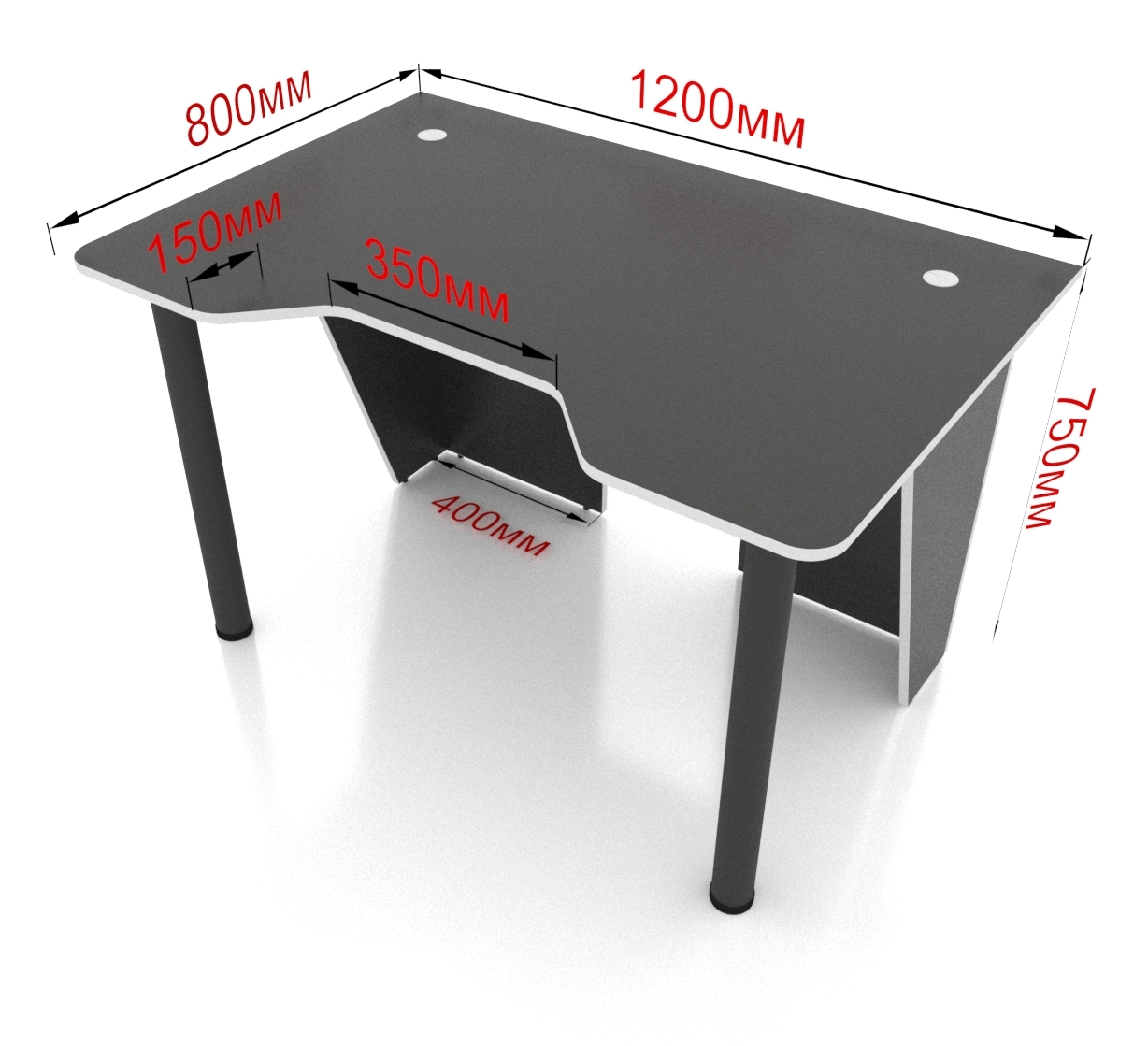 фото Игровой компьютерный стол "лакер" c подставкой для пк, белый с чёрной кромкой stalkermebel