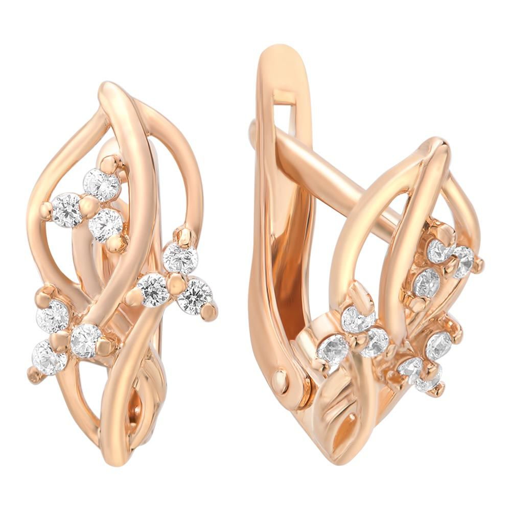 

Серьги из красного золота с фианитом 585Gold 302005731, 302005731