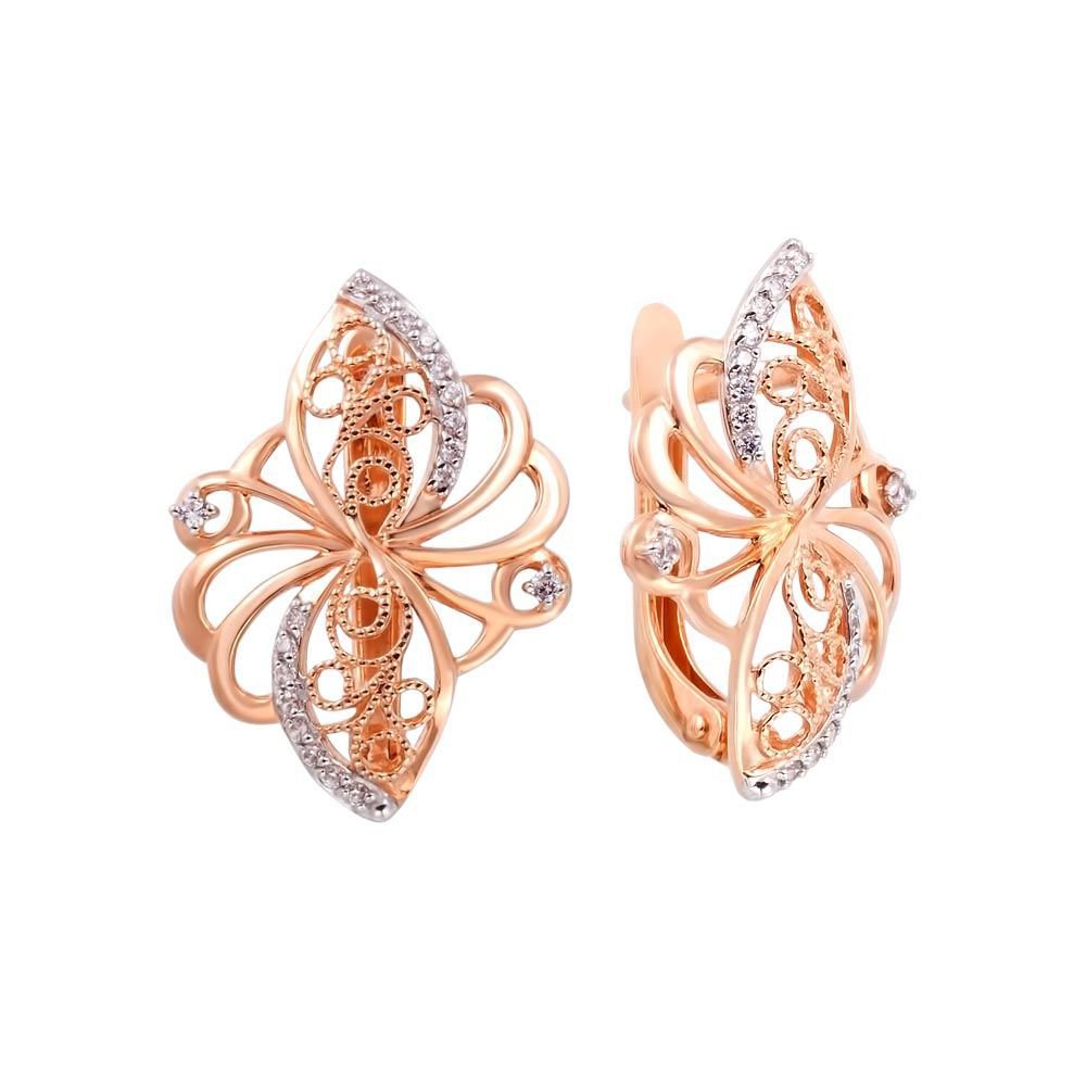 

Серьги из красного золота с фианитом 585Gold 302004265, 302004265