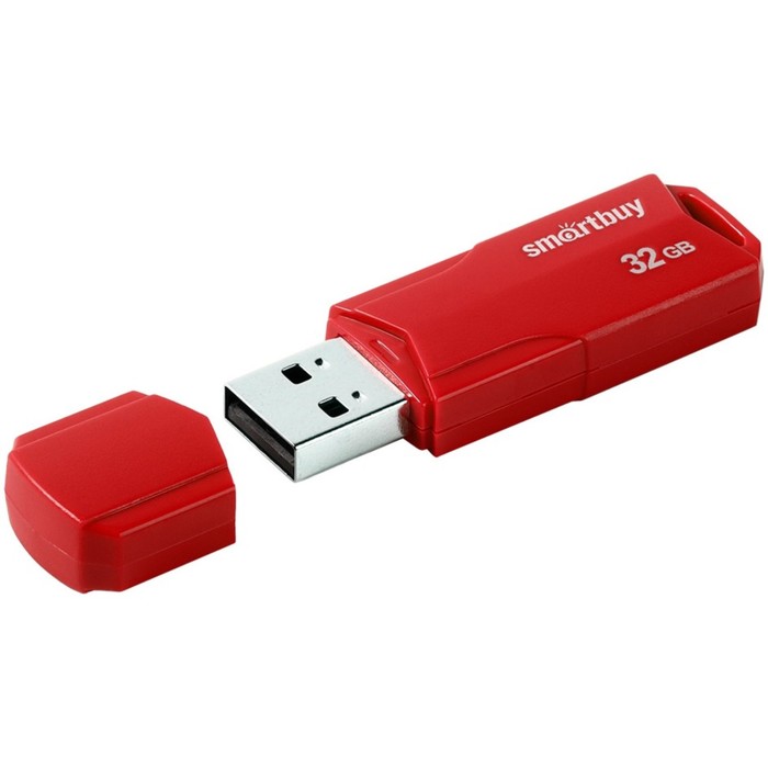 

Флешка Smartbuy 32GBCLU-R, 32 Гб, USB2.0, чт до 25 Мб/с, зап до 15 Мб/с, Red