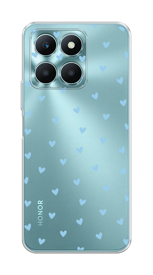 

Чехол на Honor X6A "Голубые сердечки паттерн", Голубой;прозрачный, 6122050-1