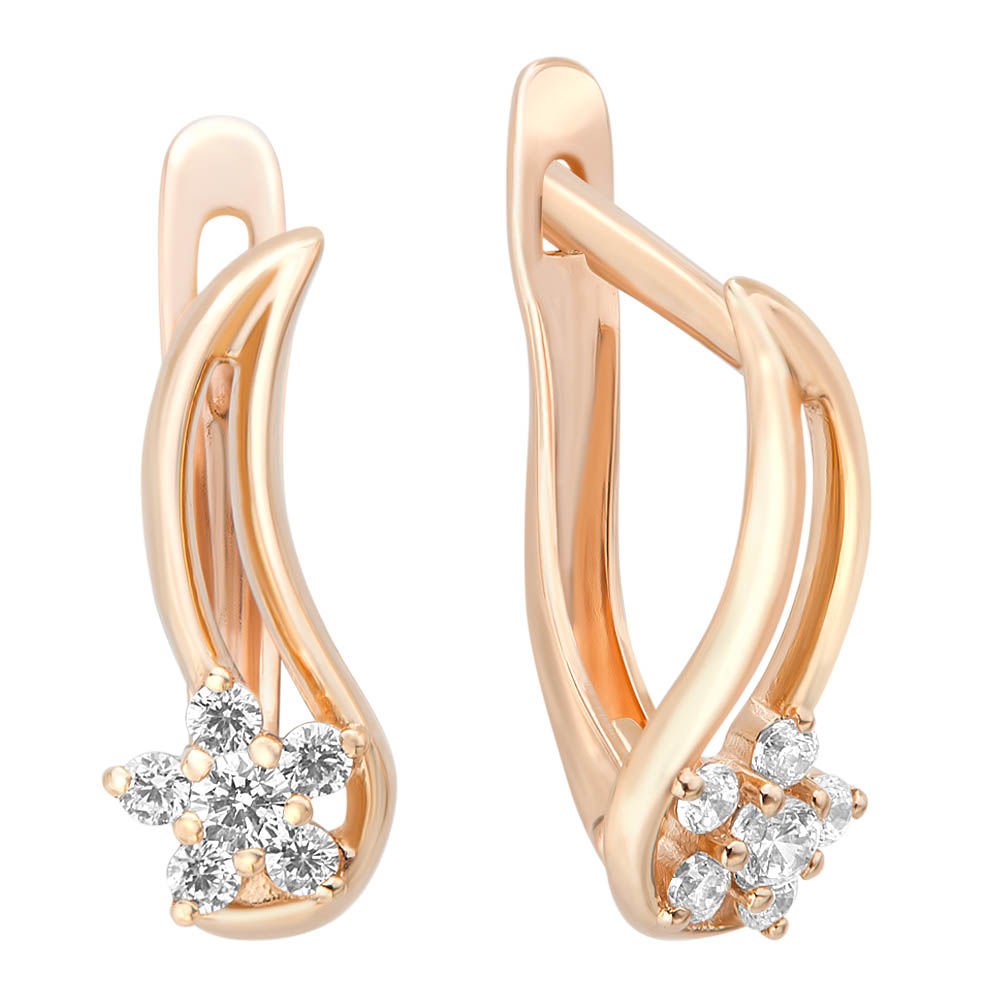 

Серьги из красного золота с фианитом 585Gold 302001067, 302001067