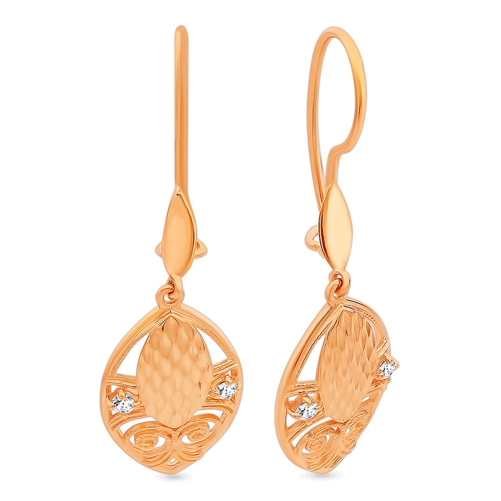 

Серьги подвески из красного золота 585Gold 302004389, фианит, 302004389