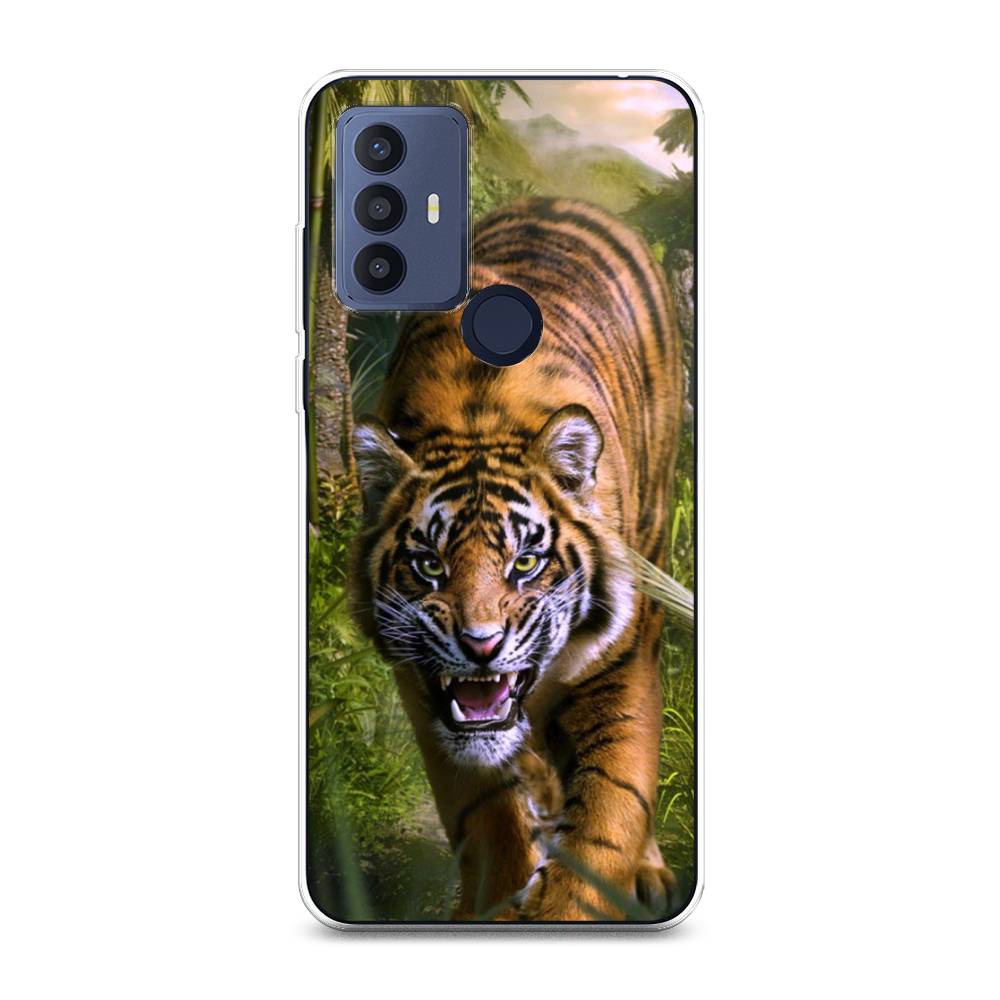 

Чехол для TCL 30E/30 SE/305/306 "Тигр в джунглях 2", Оранжевый;зеленый, 290450-1