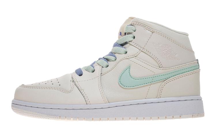 

Кеды унисекс Jordan Air Jordan 1 Mid Multi-Color Swoosh Phantom GS бежевые 38.5 EU, Бежевый, Air Jordan 1 Mid Multi-Color Swoosh Phantom GS