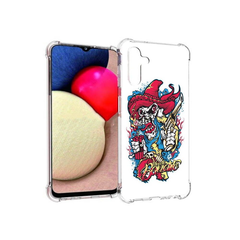

Чехол MyPads Tocco для Samsung Galaxy A13 5G нарисованный скелет с писталетом, Прозрачный, Tocco