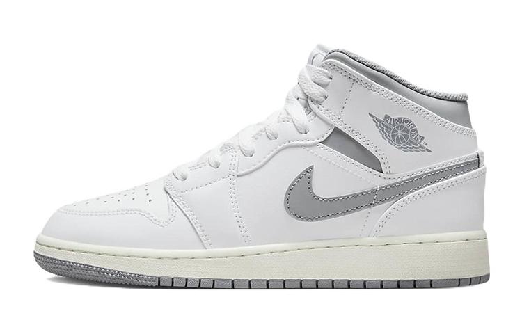 

Кеды унисекс Jordan Air Jordan 1 Mid Neutral Grey GS белые 37.5 EU, Белый, Air Jordan 1 Mid Neutral Grey GS